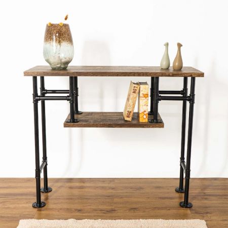 Industrial Pipe Iron 35cm Depth With Laminate Console Table - Industrial Pipe Iron 35cm Depth With Laminate Console Table
